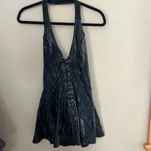 Allure Dresses | This Sexy Cracked Patent Leather Halter Dress Is Rough. | Color: Black | Size: L | Pm-87500545's Closet